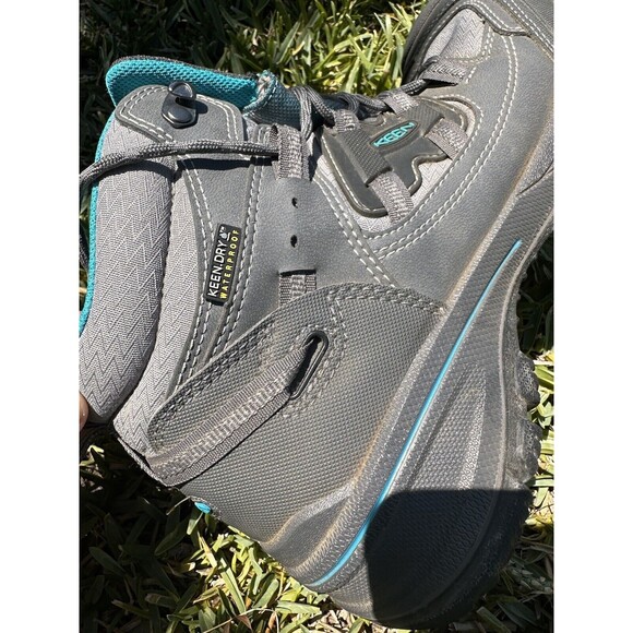 KEEN Steens Mid WaterprSteel Gray / Ocean Wave woman's Size 8 unisex hiking boot - Picture 6 of 12